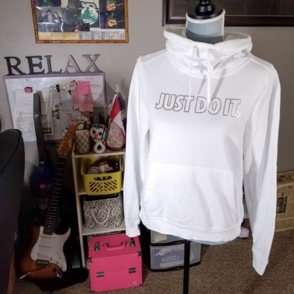Nike Tops - Nike Reflective JUST DO IT Spellout Hoodie Sweater